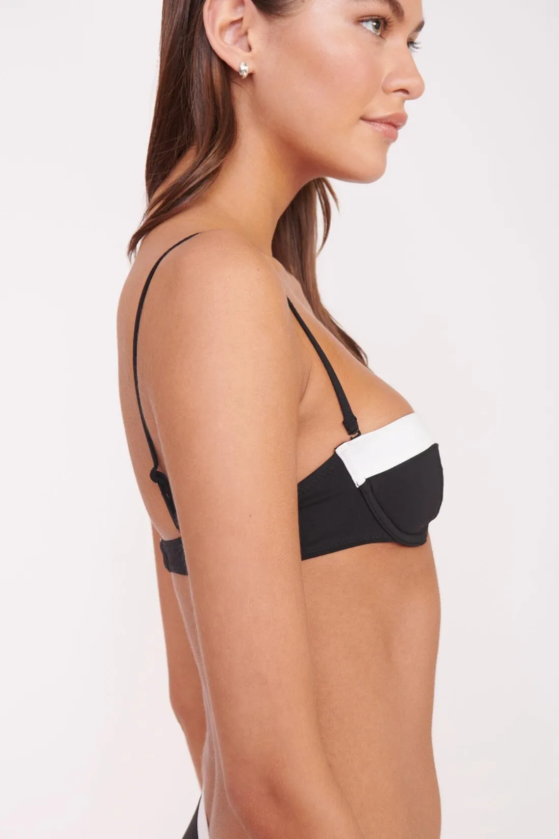 STAUD JO BALCONETTE BIKINI TOP BLACK WHITE BLACKWHITE Clearance