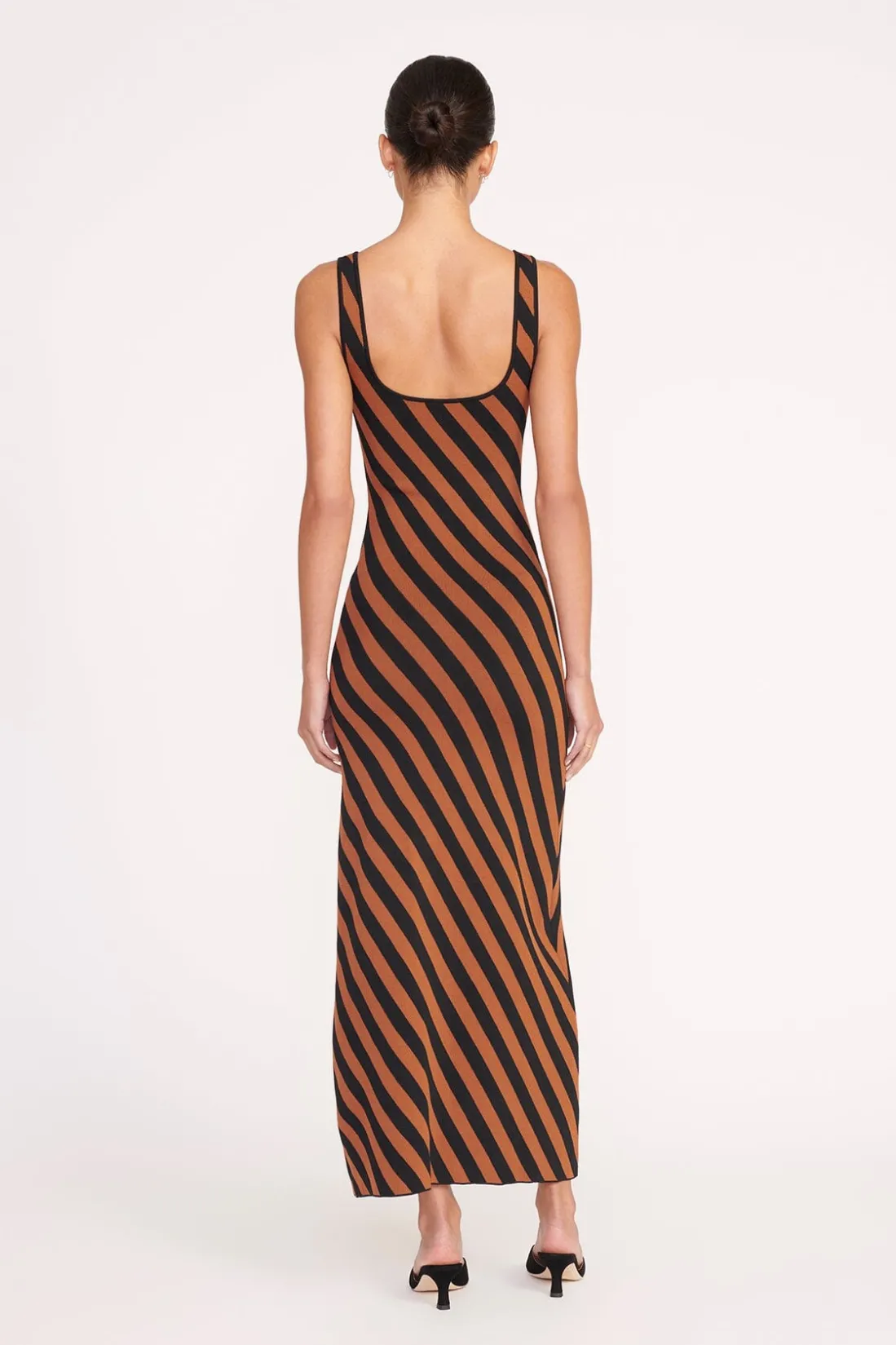STAUD KATIE DRESS BLACK TAN SEASHORE STRIPE BLACKTANSEASHORESTRIPE New