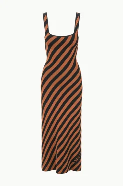 STAUD KATIE DRESS BLACK TAN SEASHORE STRIPE BLACKTANSEASHORESTRIPE New