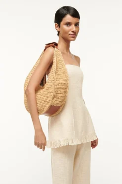 STAUD LARGE RAFFIA MOON BAG  NATURAL RAFFIA NATURALTAN Hot