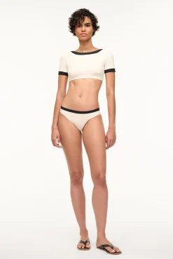 STAUD LILY SHORT SLEEVE BIKINI TOP IVORY BLACK IVORYBLACK Outlet