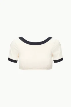 STAUD LILY SHORT SLEEVE BIKINI TOP IVORY BLACK IVORYBLACK Outlet