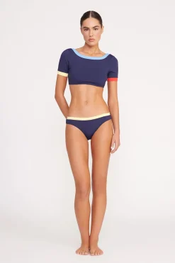 STAUD LILY SHORT SLEEVE BIKINI TOP  NAVY COLORBLOCK NAVYCOLORBLOCK Best