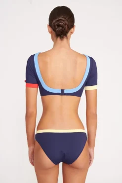 STAUD LILY SHORT SLEEVE BIKINI TOP  NAVY COLORBLOCK NAVYCOLORBLOCK Best