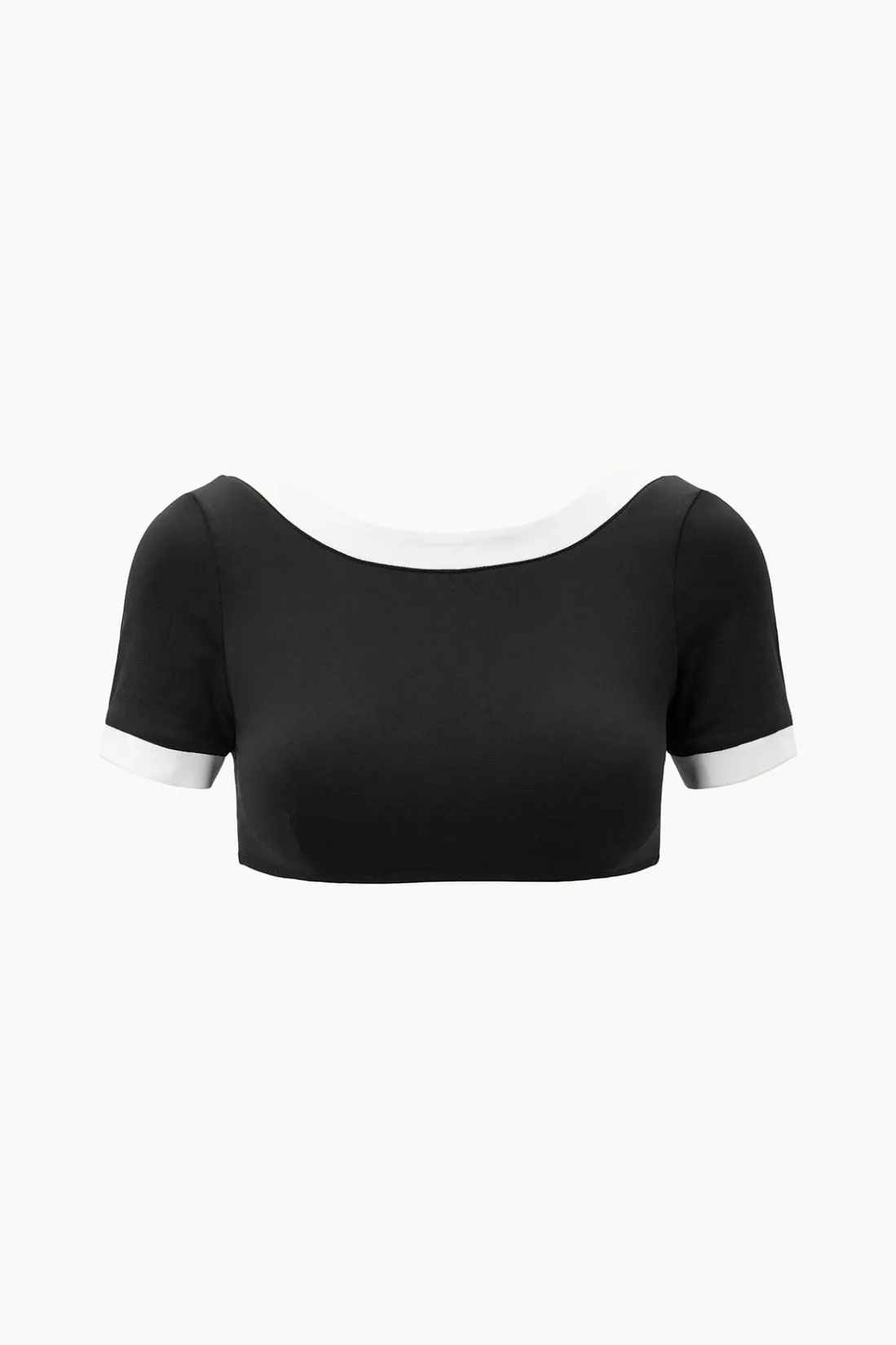 STAUD LILY SHORT SLEEVE BIKINI TOP BLACK WHITE BLACKWHITE Discount