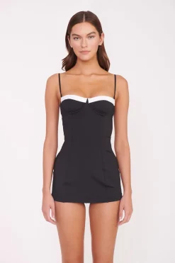 STAUD MAEVE SWIM DRESS BLACK WHITE BLACKWHITE Hot