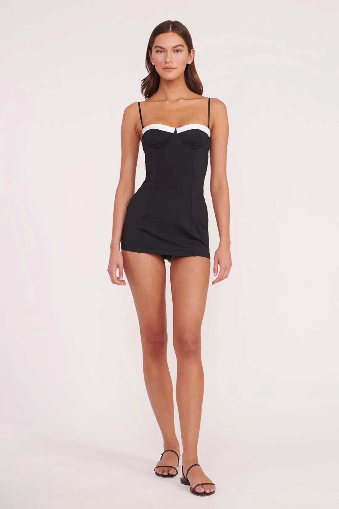 STAUD MAEVE SWIM DRESS BLACK WHITE BLACKWHITE Hot