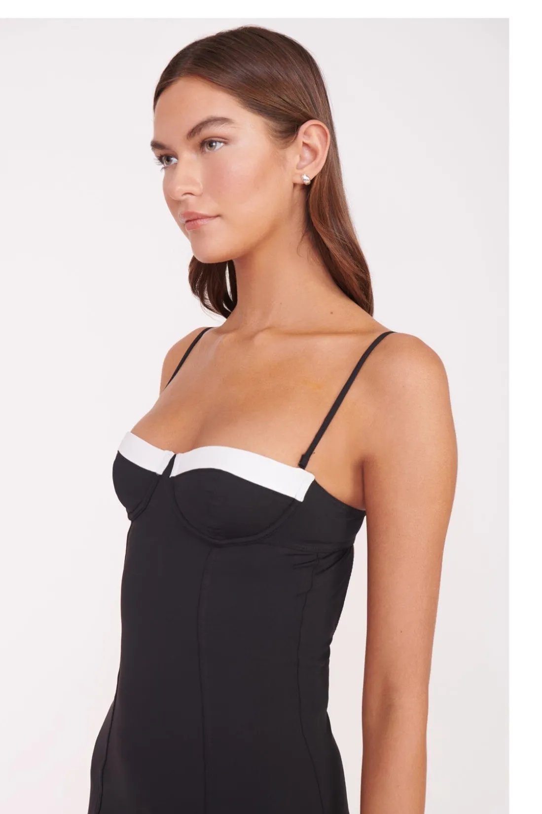 STAUD MAEVE SWIM DRESS BLACK WHITE BLACKWHITE Hot
