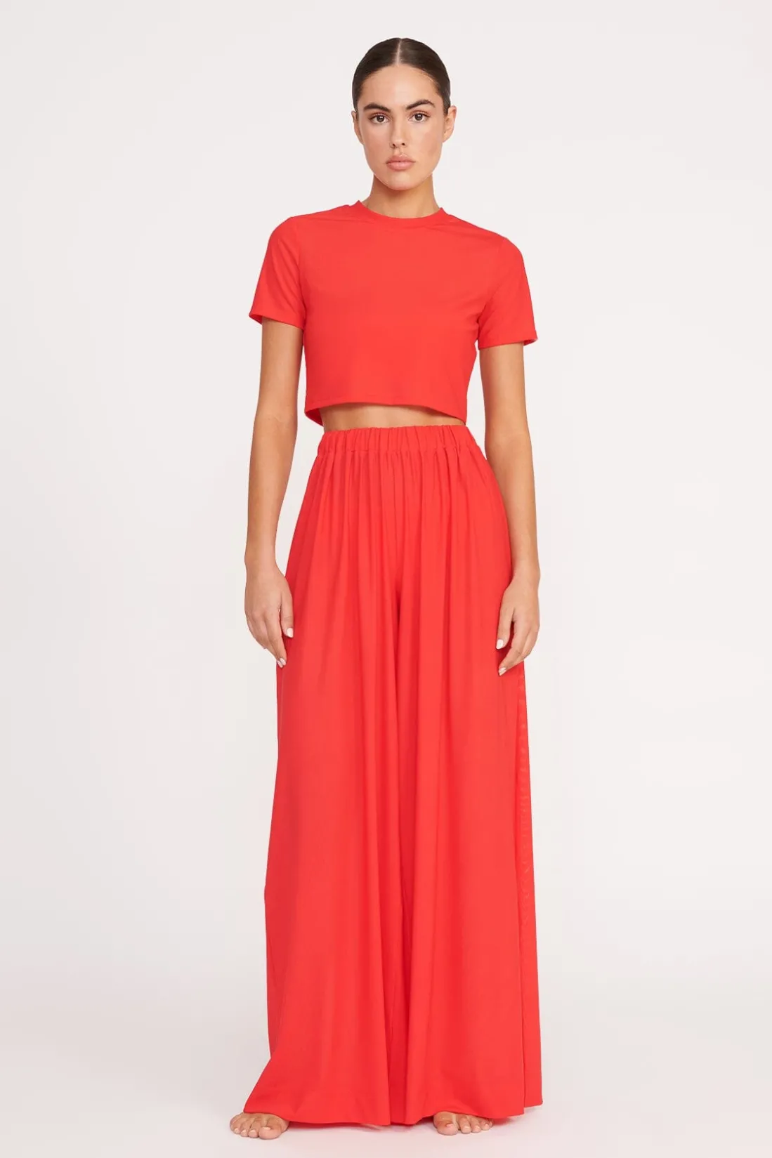 STAUD MARZA COVERUP PANT RED ROSE REDROSE