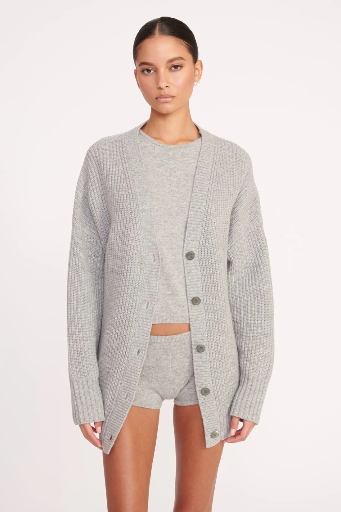 STAUD MATILDA CARDIGAN HEATHER GREY HEATHERGREY Discount