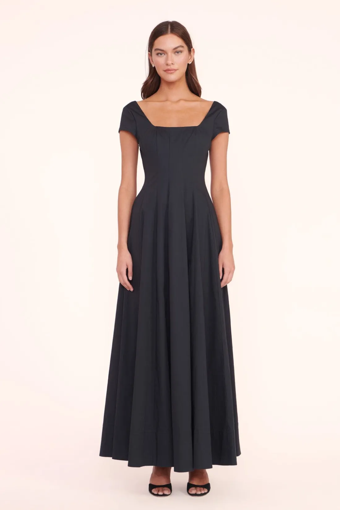 STAUD MAXI SHORT SLEEVE WELLS DRESS BLACK Outlet