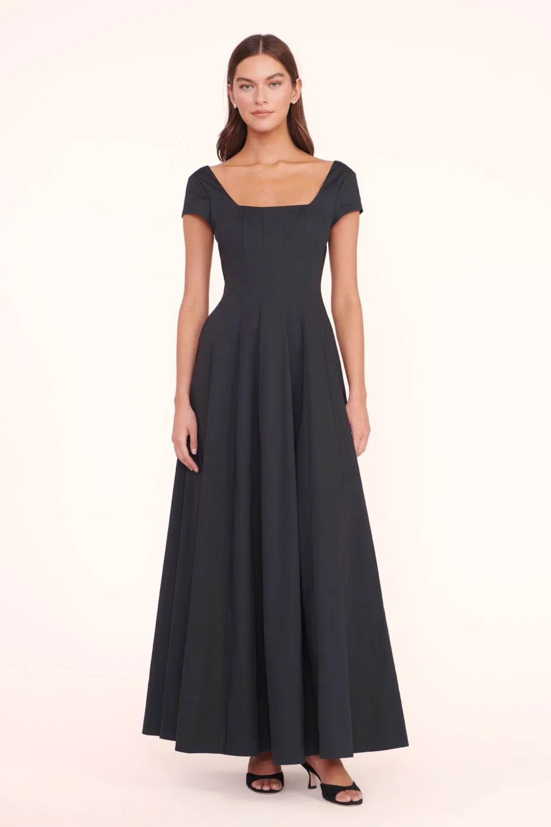 STAUD MAXI SHORT SLEEVE WELLS DRESS BLACK Outlet