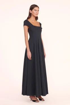 STAUD MAXI SHORT SLEEVE WELLS DRESS BLACK Outlet