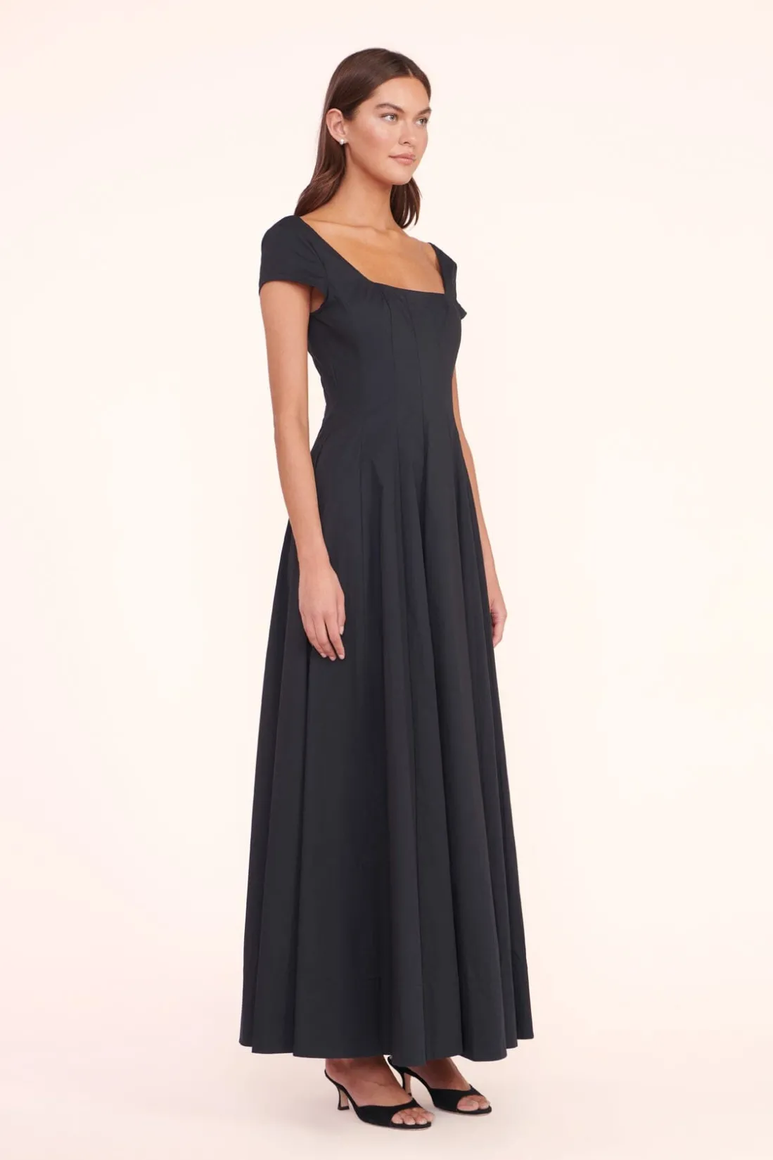 STAUD MAXI SHORT SLEEVE WELLS DRESS BLACK Outlet
