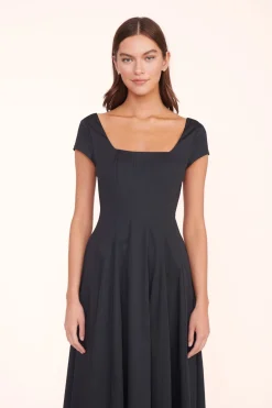 STAUD MAXI SHORT SLEEVE WELLS DRESS BLACK Outlet