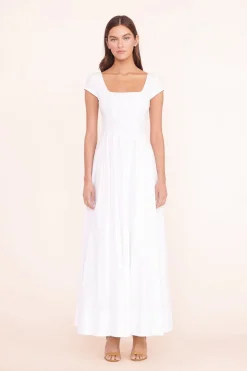 STAUD MAXI SHORT SLEEVE WELLS DRESS   WHITE Sale