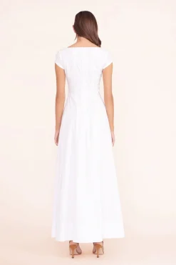 STAUD MAXI SHORT SLEEVE WELLS DRESS   WHITE Sale