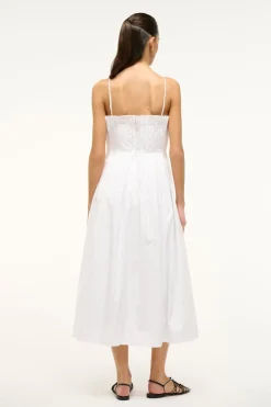 STAUD MIDI BELLA DRESS   WHITE Clearance