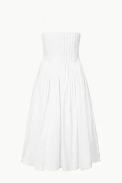 STAUD MIDI BELLA DRESS   WHITE Clearance