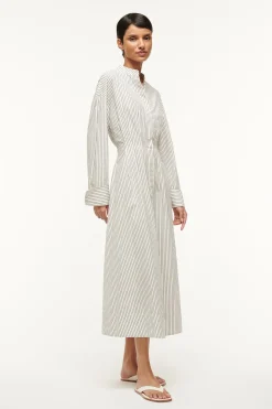 STAUD MIDI LORENZA DRESS  IVORY MICRO STRIPE IVORYMICROSTRIPE Sale
