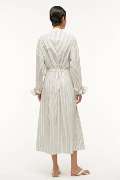 STAUD MIDI LORENZA DRESS  IVORY MICRO STRIPE IVORYMICROSTRIPE Sale