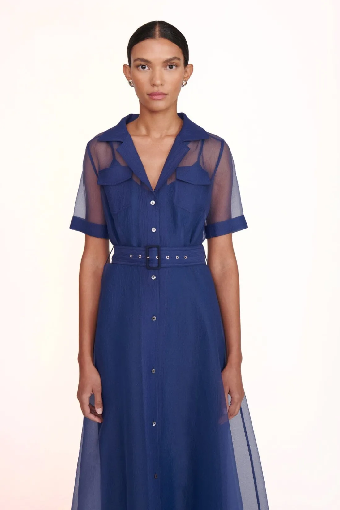 STAUD MILLIE DRESS ORGANZA NAVY Best