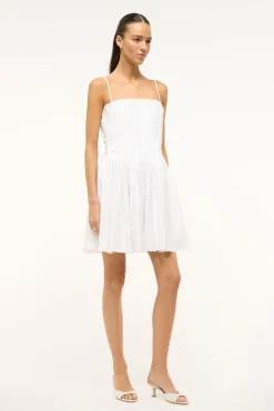 STAUD MINI BELLA DRESS   WHITE Sale