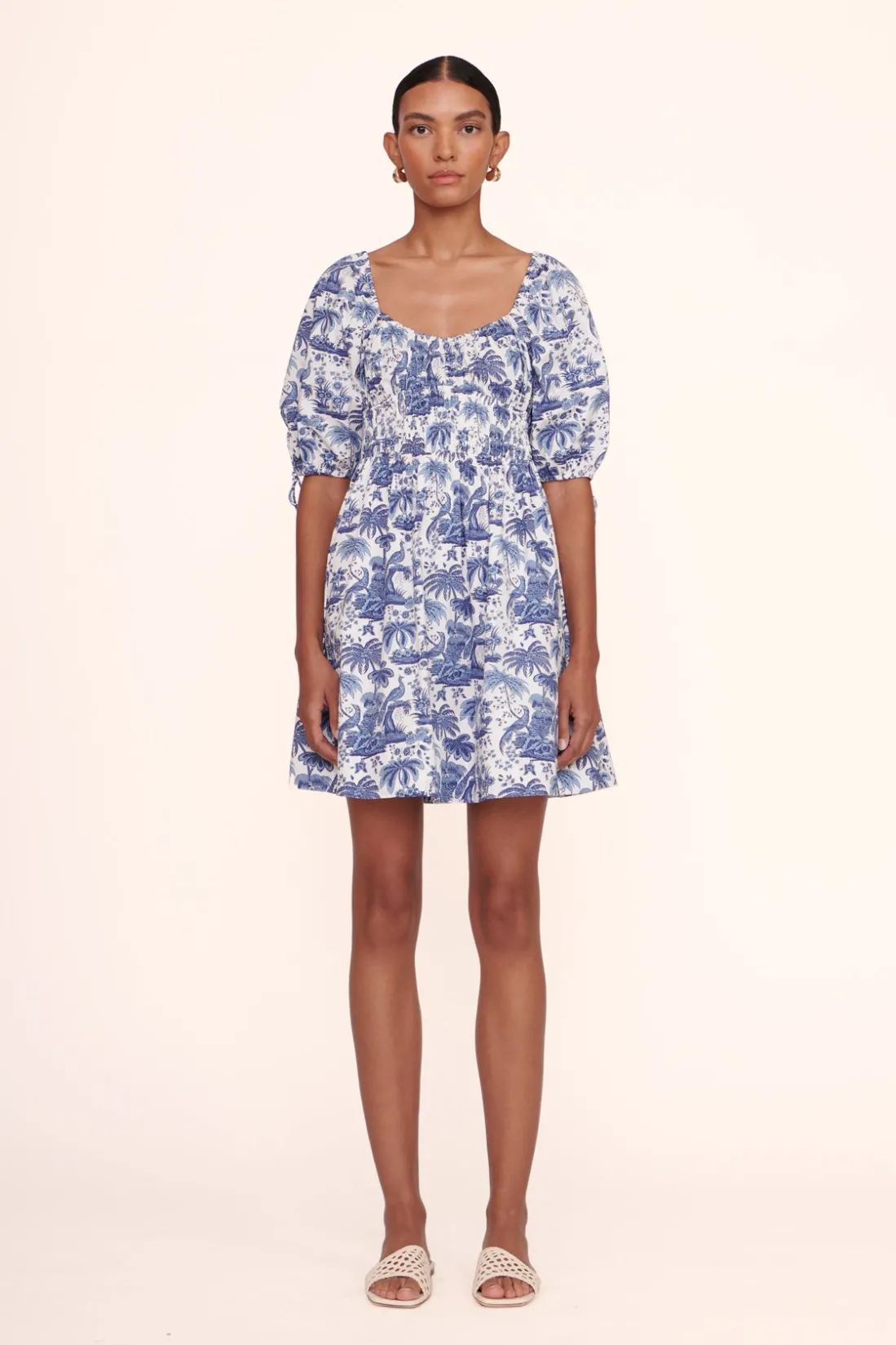 STAUD MINI FAYE DRESS BLUE TOILE BLUETOILE Outlet