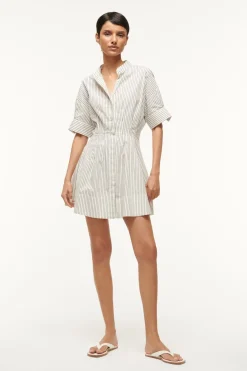 STAUD MINI LORENZA DRESS IVORY MICRO STRIPE IVORYMICROSTRIPE New
