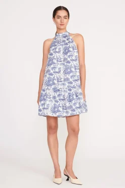 STAUD MINI MARLOWE DRESS  BLUE TOILE BLUETOILE Clearance