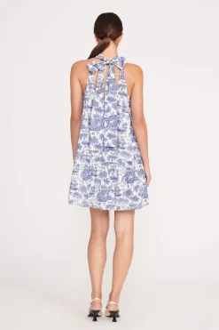 STAUD MINI MARLOWE DRESS BLUE TOILE BLUETOILE Clearance