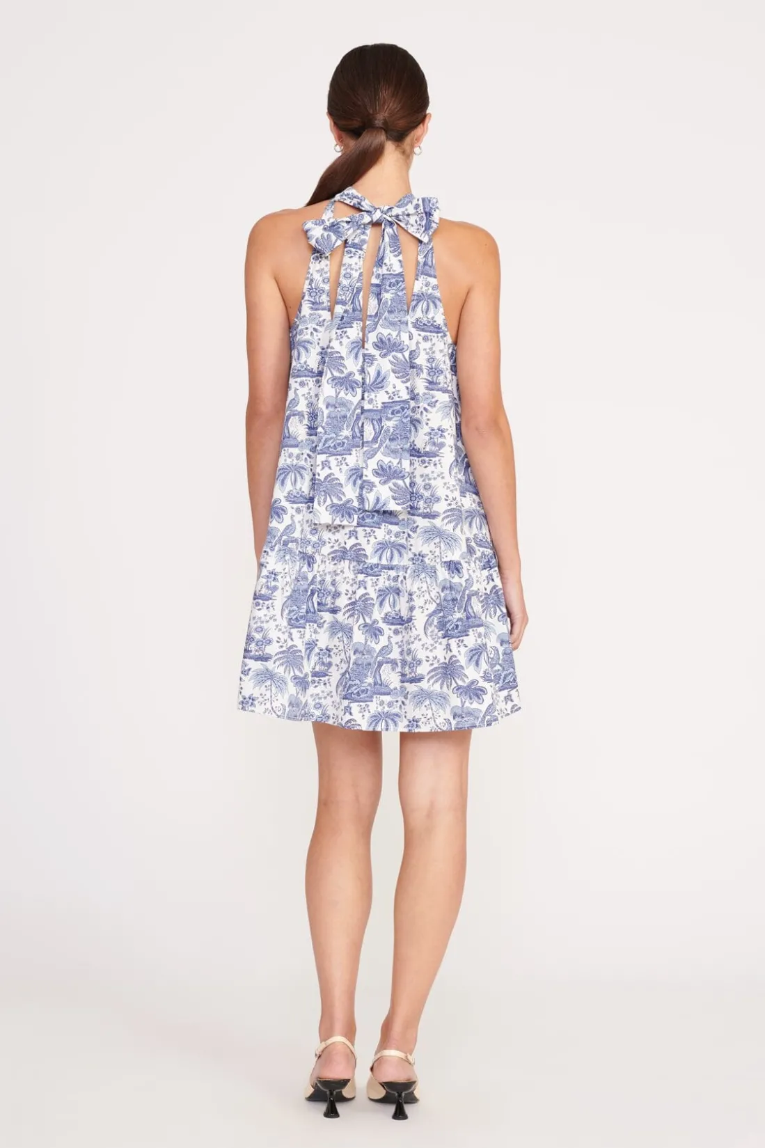 STAUD MINI MARLOWE DRESS BLUE TOILE BLUETOILE Clearance