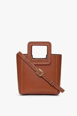 STAUD MINI SHIRLEY LEATHER BAG SADDLE Outlet