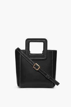 STAUD MINI SHIRLEY LEATHER BAG   BLACK