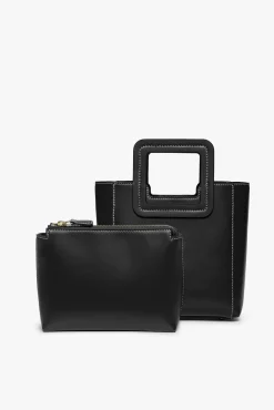 STAUD MINI SHIRLEY LEATHER BAG BLACK