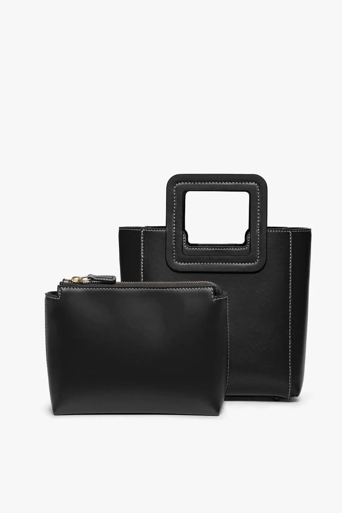 STAUD MINI SHIRLEY LEATHER BAG BLACK
