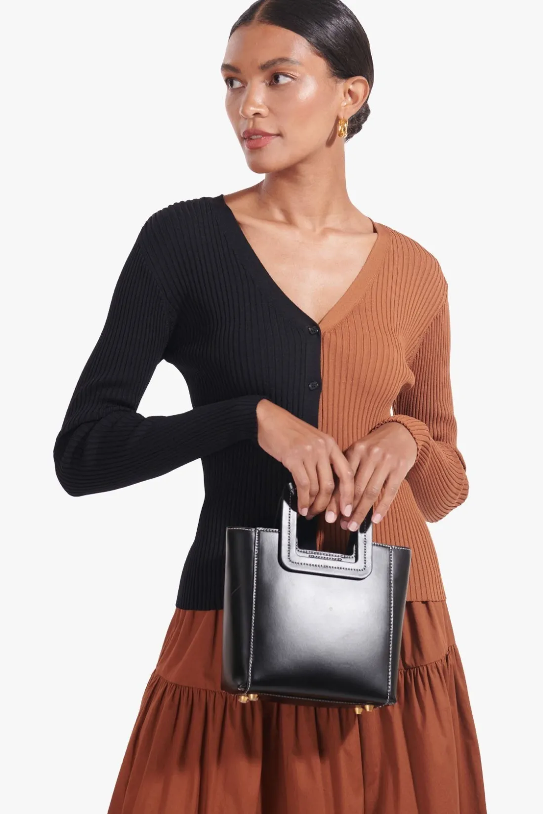 STAUD MINI SHIRLEY LEATHER BAG BLACK