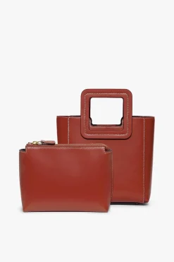 STAUD MINI SHIRLEY LEATHER BAG COGNAC Discount