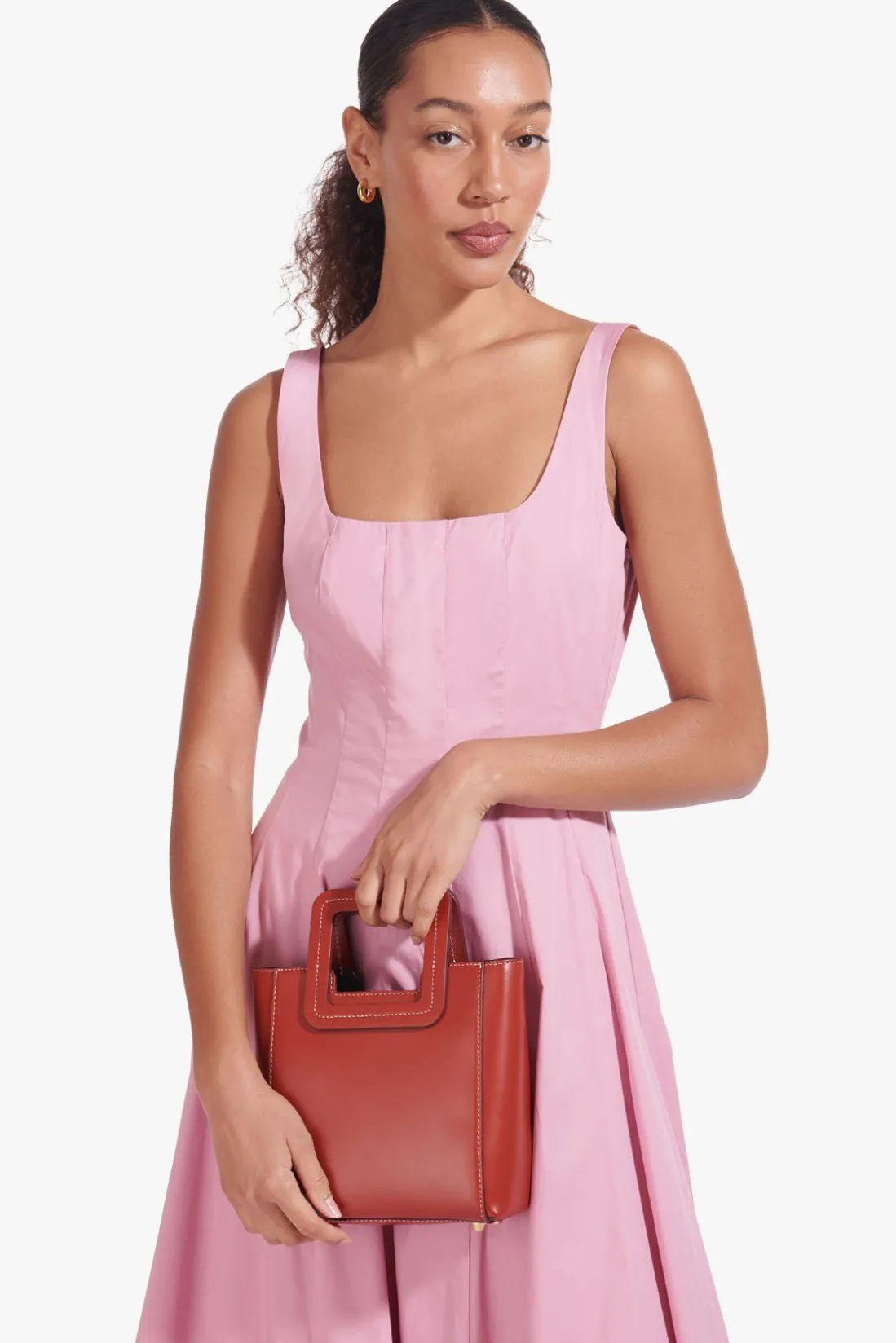 STAUD MINI SHIRLEY LEATHER BAG COGNAC Discount