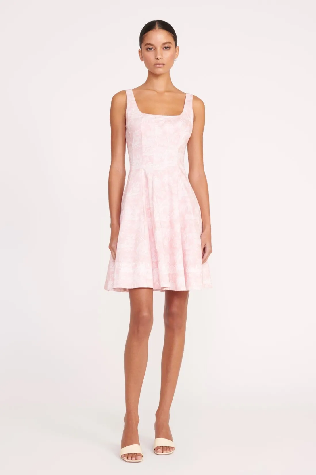 STAUD MINI WELLS DRESS CHERRY BLOSSOM IVORY TOILE CHERRYBLOSSOMIVORYTOILE Hot