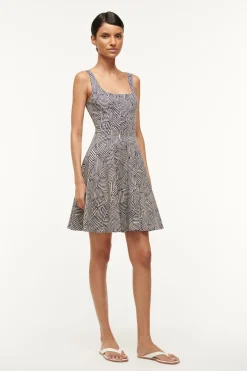 STAUD MINI WELLS DRESS  NAVY MOSAIC NAVYMOSAIC Sale