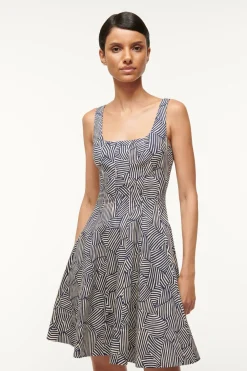 STAUD MINI WELLS DRESS  NAVY MOSAIC NAVYMOSAIC Sale
