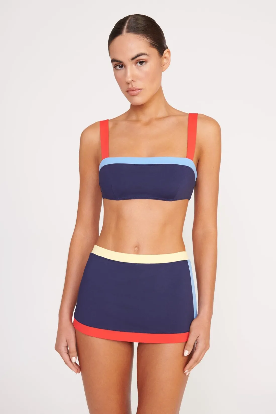 STAUD NELL SWIM SKIRT NAVY COLORBLOCK NAVYCOLORBLOCK