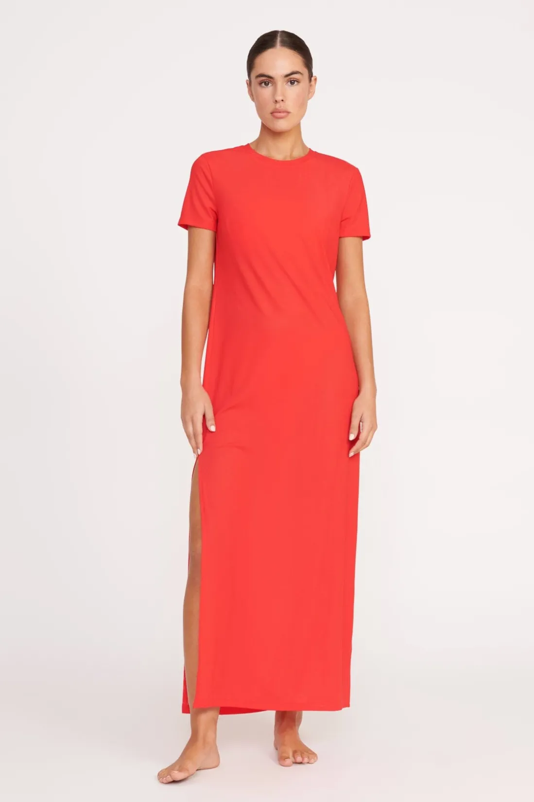 STAUD OTTILIE DRESS RED ROSE REDROSE