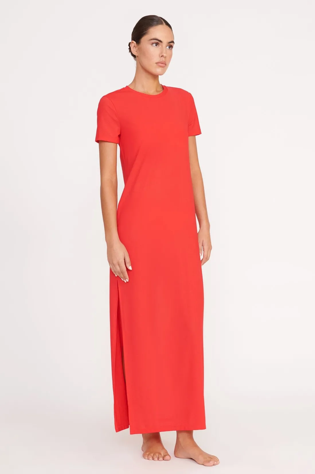 STAUD OTTILIE DRESS RED ROSE REDROSE
