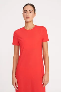 STAUD OTTILIE DRESS RED ROSE REDROSE
