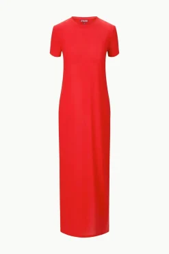STAUD OTTILIE DRESS RED ROSE REDROSE