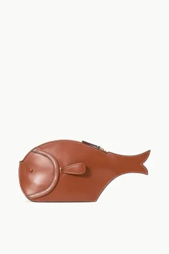 STAUD PESCE LEATHER CLUTCH TAN Outlet