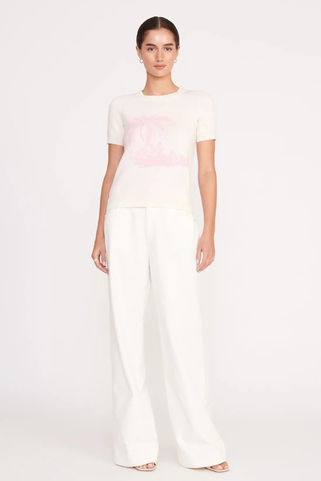 STAUD REYNA SWEATER IVORY CHERRY BLOSSOM TOILE IVORYCHERRYBLOSSOMTOILE Clearance