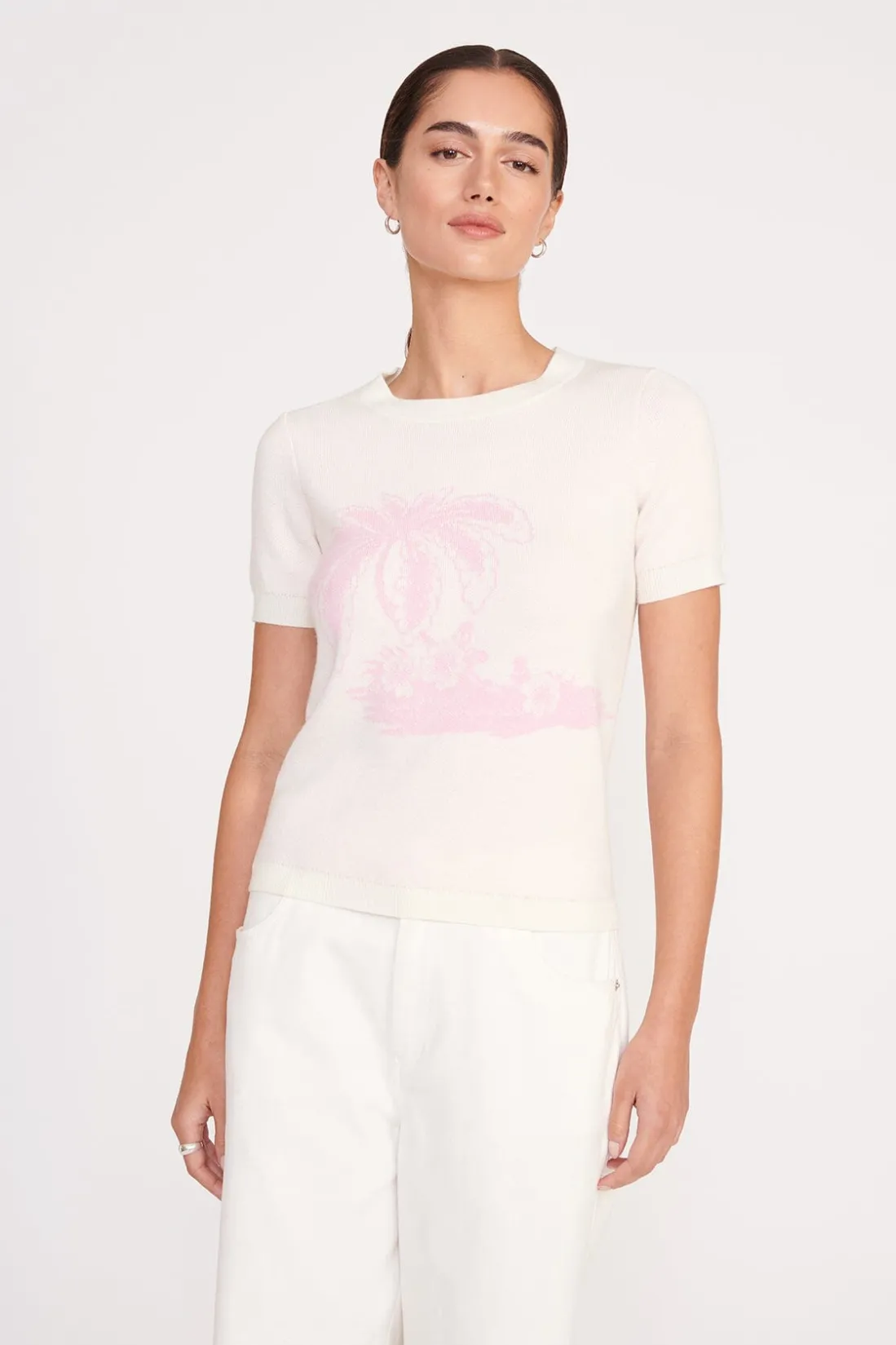 STAUD REYNA SWEATER IVORY CHERRY BLOSSOM TOILE IVORYCHERRYBLOSSOMTOILE Clearance